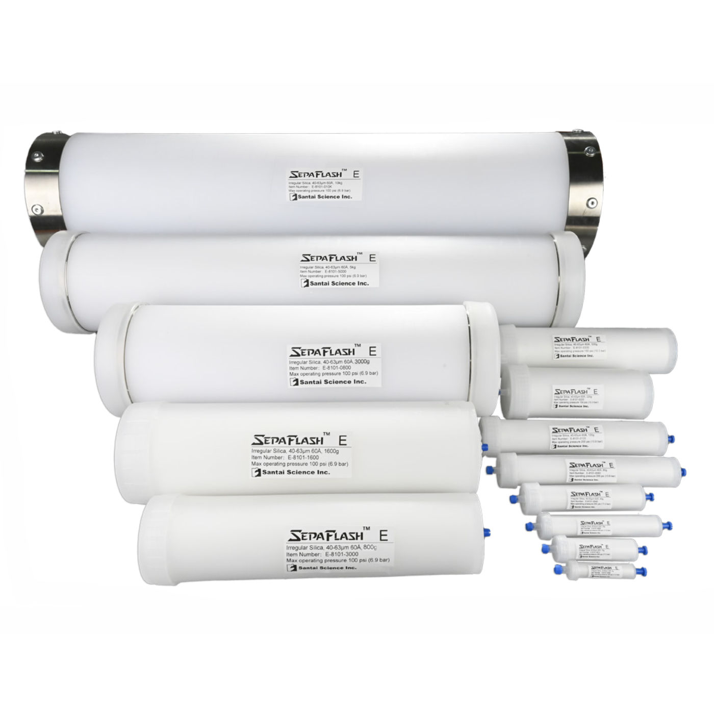 Santai Scientific, kolumny do chromatografii Flash, seria E, economy, ekonomiczna, nieregularna krzemionka